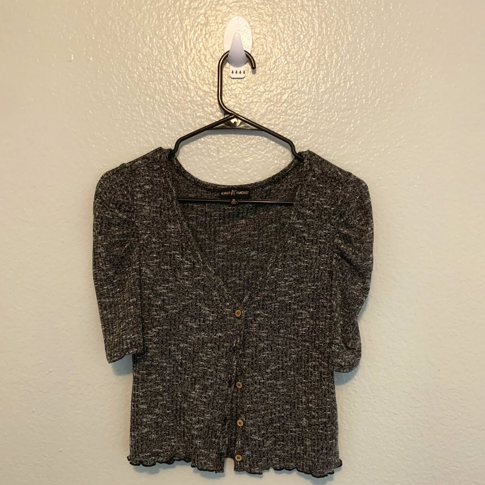 Black and Gray Blend Sweater Crop Top